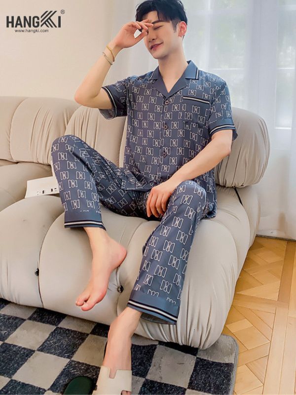 TC48 - Đồ Ngủ Pijama Nam Tay Cộc Quần Dài Lụa