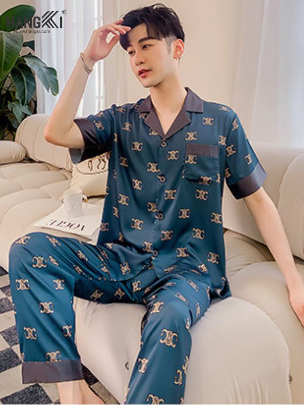 TC48 - Đồ Ngủ Pijama Nam Tay Cộc Quần Dài Lụa