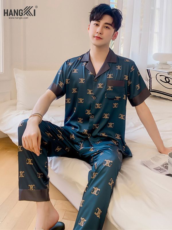 TC48 - Đồ Ngủ Pijama Nam Tay Cộc Quần Dài Lụa