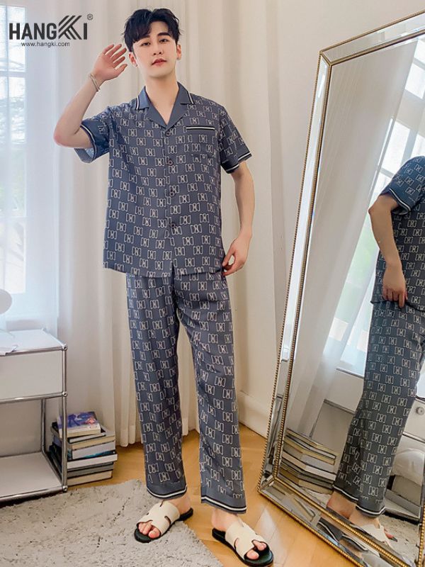 TC48 - Đồ Ngủ Pijama Nam Tay Cộc Quần Dài Lụa