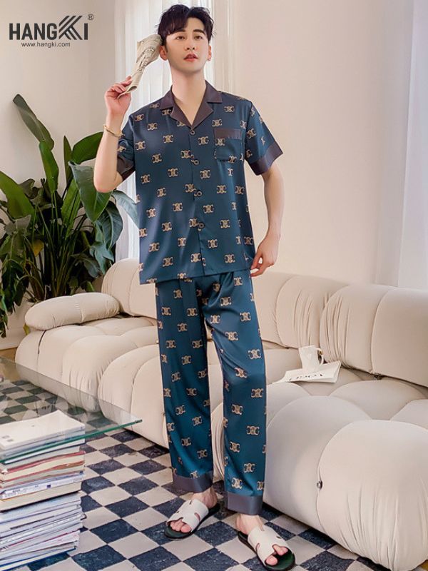 TC48 - Đồ Ngủ Pijama Nam Tay Cộc Quần Dài Lụa