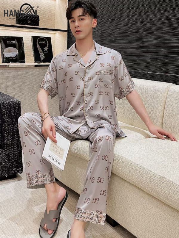 TC49 - Đồ Ngủ Pijama Nam Tay Cộc Quần Dài Lụa