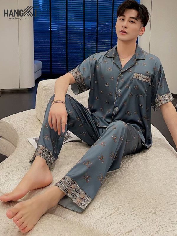 TC49 - Đồ Ngủ Pijama Nam Tay Cộc Quần Dài Lụa