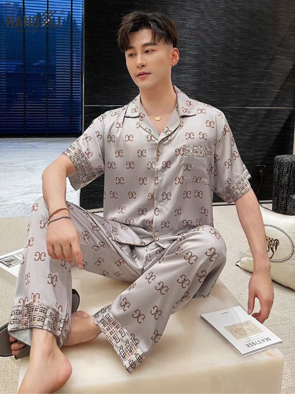 TC49 - Đồ Ngủ Pijama Nam Tay Cộc Quần Dài Lụa