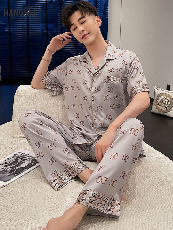 TC49 - Đồ Ngủ Pijama Nam Tay Cộc Quần Dài Lụa
