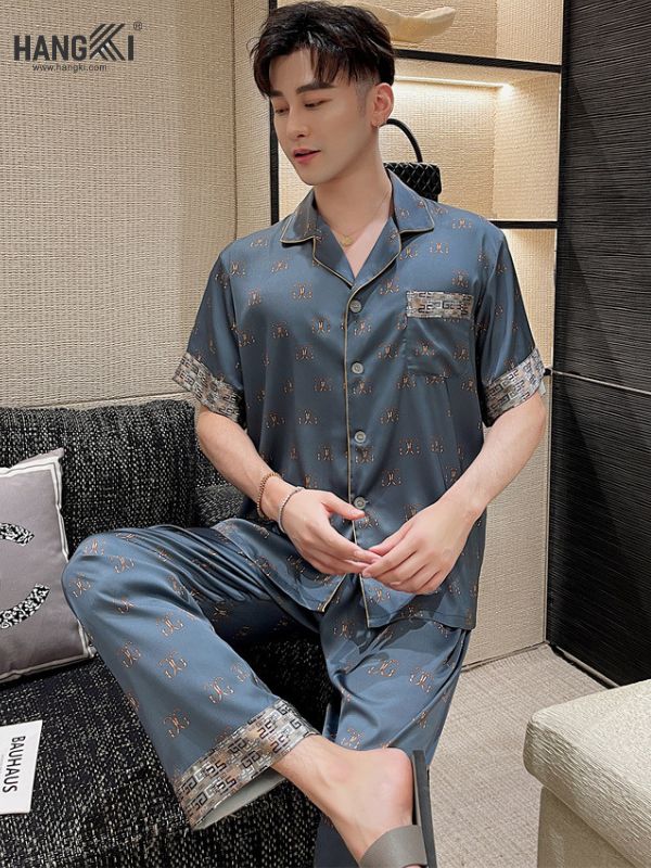 TC49 - Đồ Ngủ Pijama Nam Tay Cộc Quần Dài Lụa