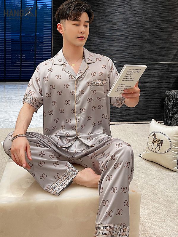 TC49 - Đồ Ngủ Pijama Nam Tay Cộc Quần Dài Lụa
