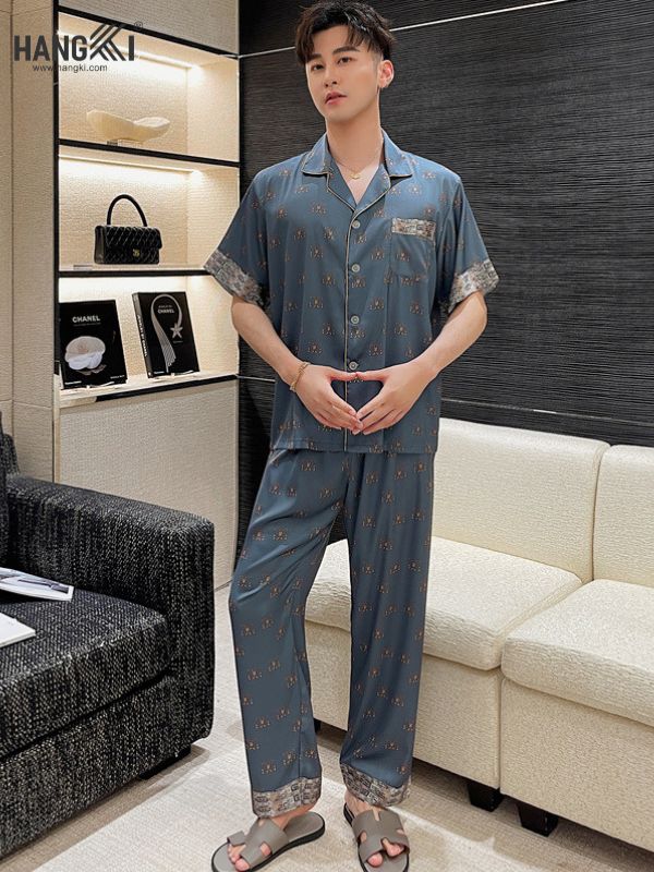 TC49 - Đồ Ngủ Pijama Nam Tay Cộc Quần Dài Lụa
