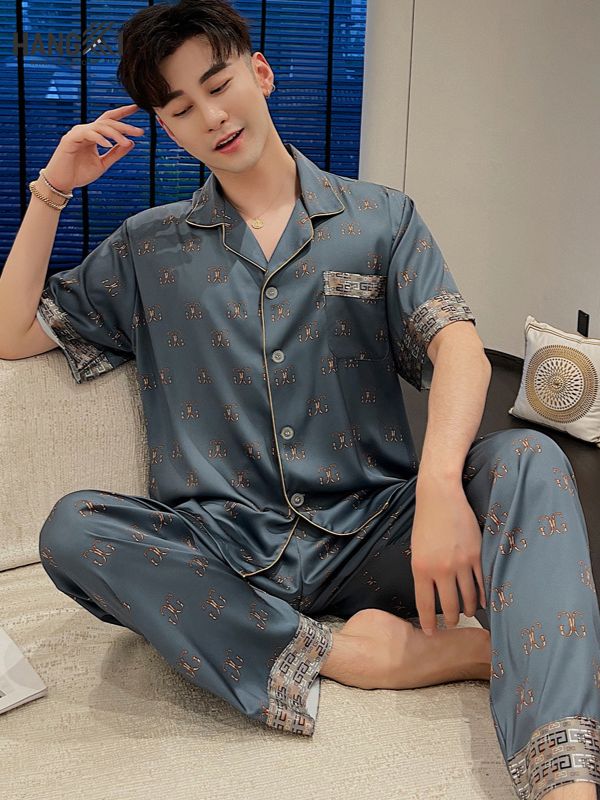 TC49 - Đồ Ngủ Pijama Nam Tay Cộc Quần Dài Lụa