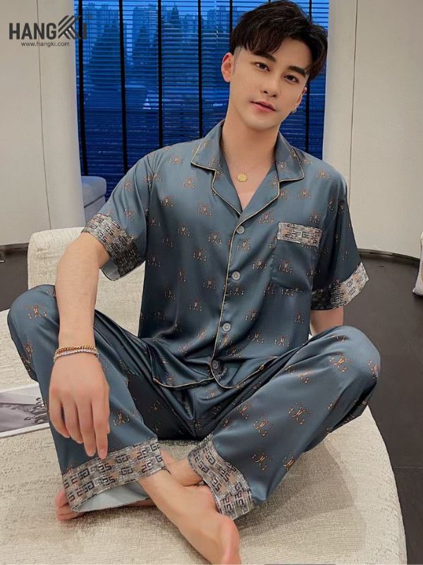 TC49 - Đồ Ngủ Pijama Nam Tay Cộc Quần Dài Lụa
