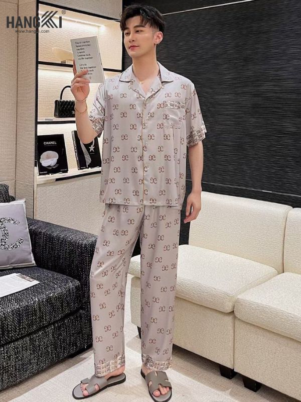 TC49 - Đồ Ngủ Pijama Nam Tay Cộc Quần Dài Lụa