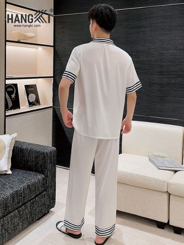 TC50 - Đồ Ngủ Pijama Nam Tay Cộc Quần Dài Lụa