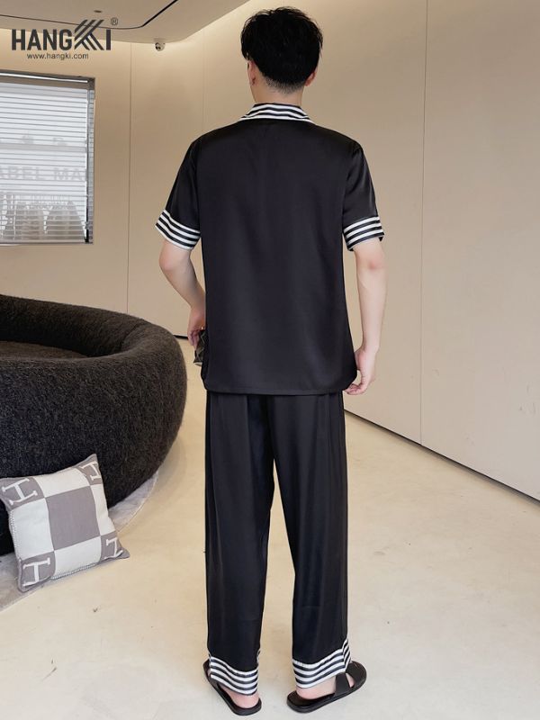 TC50 - Đồ Ngủ Pijama Nam Tay Cộc Quần Dài Lụa