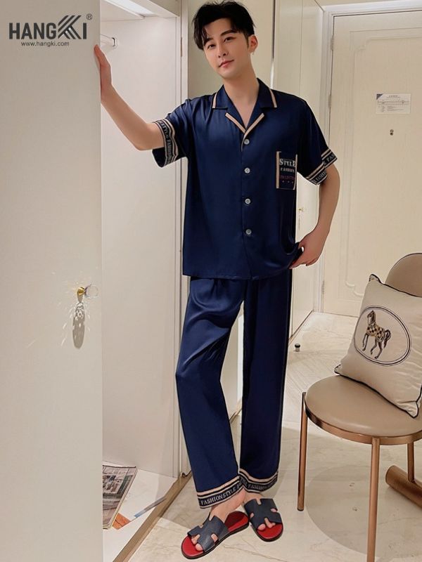 TC51 - Đồ Ngủ Pijama Nam Tay Cộc Quần Dài Lụa