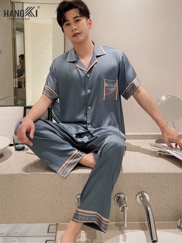 TC51 - Đồ Ngủ Pijama Nam Tay Cộc Quần Dài Lụa