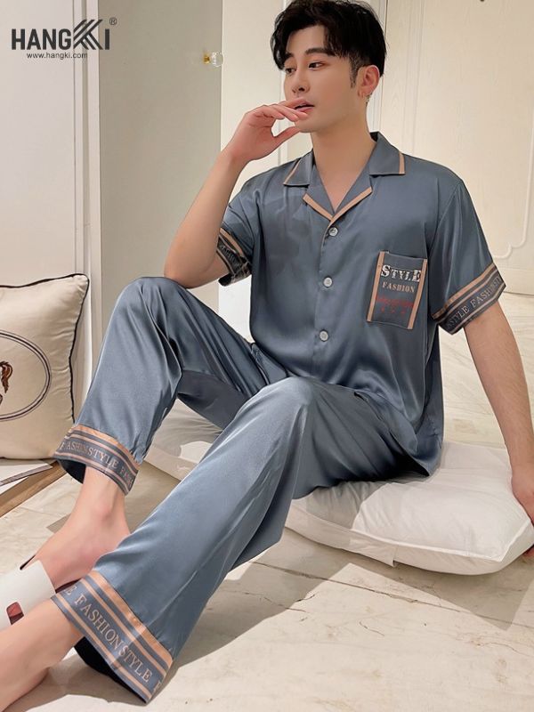 TC51 - Đồ Ngủ Pijama Nam Tay Cộc Quần Dài Lụa