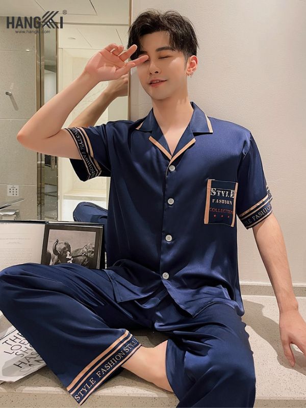 TC51 - Đồ Ngủ Pijama Nam Tay Cộc Quần Dài Lụa