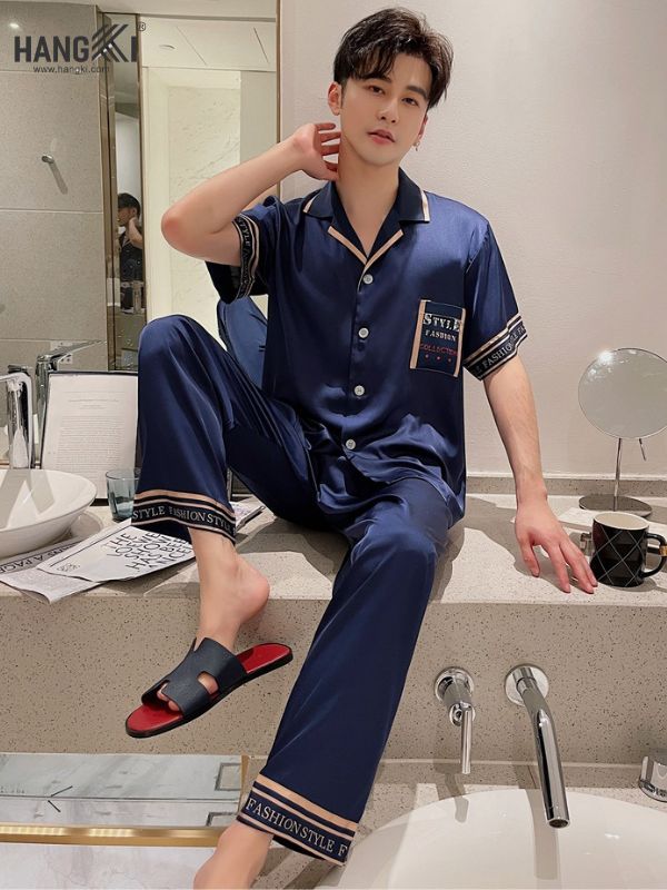TC51 - Đồ Ngủ Pijama Nam Tay Cộc Quần Dài Lụa