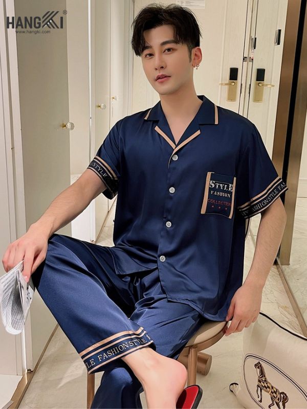 TC51 - Đồ Ngủ Pijama Nam Tay Cộc Quần Dài Lụa
