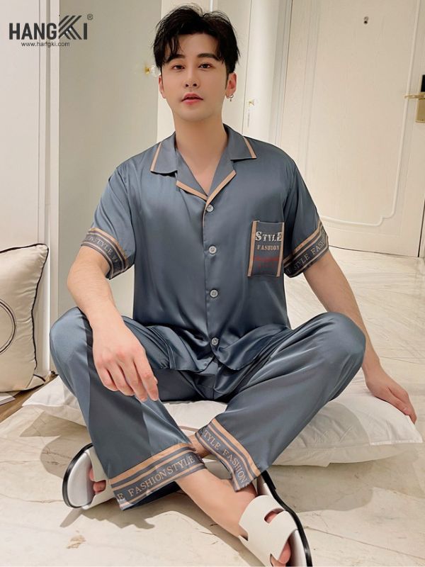 TC51 - Đồ Ngủ Pijama Nam Tay Cộc Quần Dài Lụa