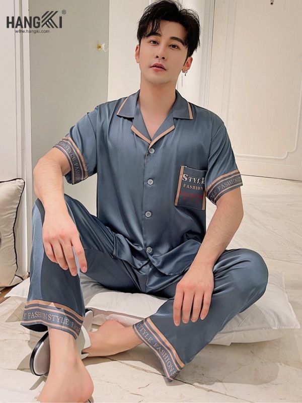 TC51 - Đồ Ngủ Pijama Nam Tay Cộc Quần Dài Lụa