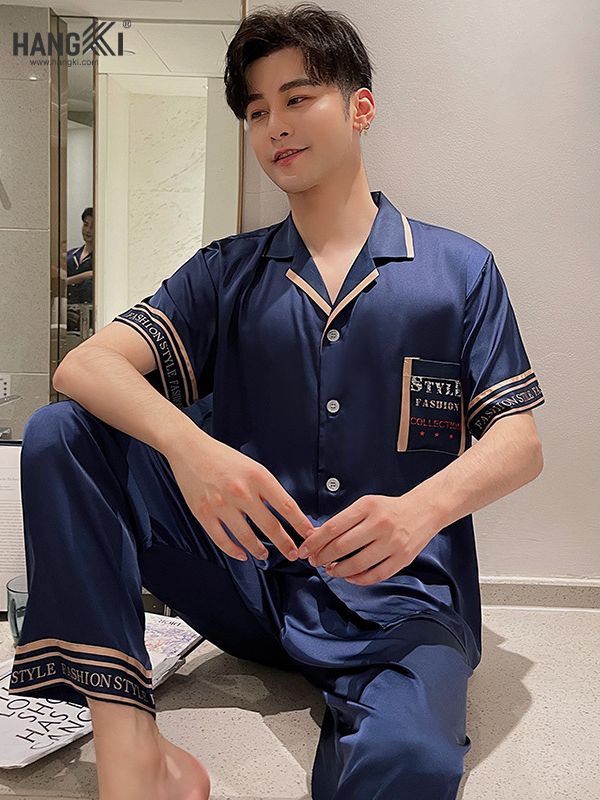 TC51 - Đồ Ngủ Pijama Nam Tay Cộc Quần Dài Lụa