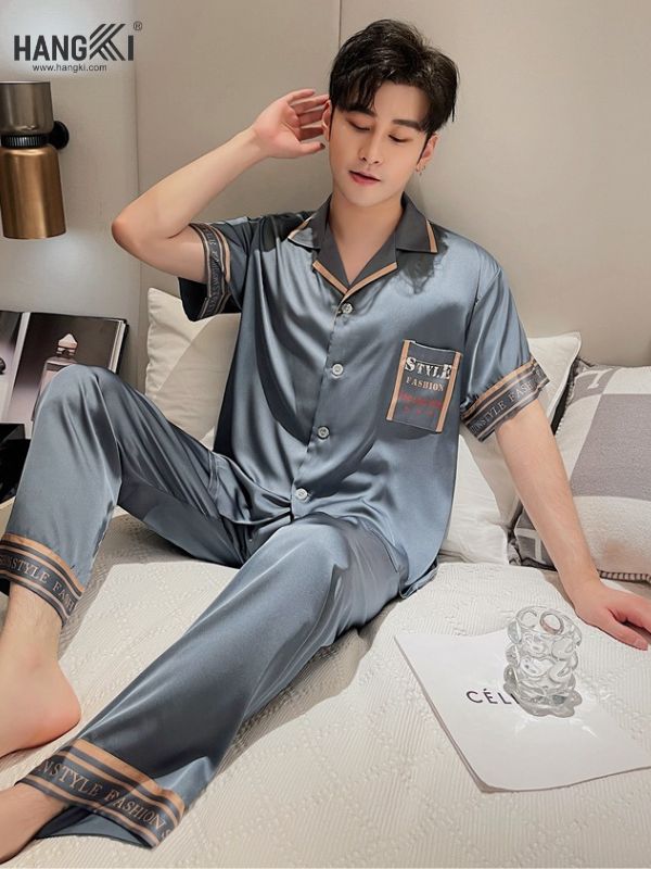 TC51 - Đồ Ngủ Pijama Nam Tay Cộc Quần Dài Lụa