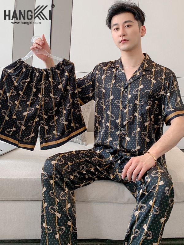 TC80 - Đồ Ngủ Pijama Nam Tay Cộc Quần Dài Lụa