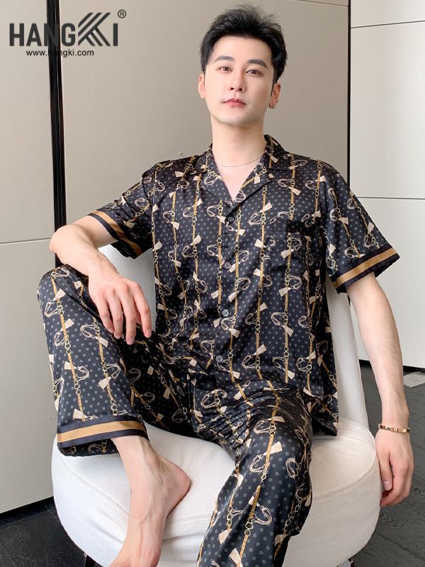 TC80 - Đồ Ngủ Pijama Nam Tay Cộc Quần Dài Lụa