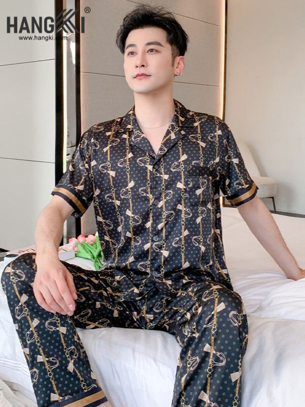 TC80 - Đồ Ngủ Pijama Nam Tay Cộc Quần Dài Lụa
