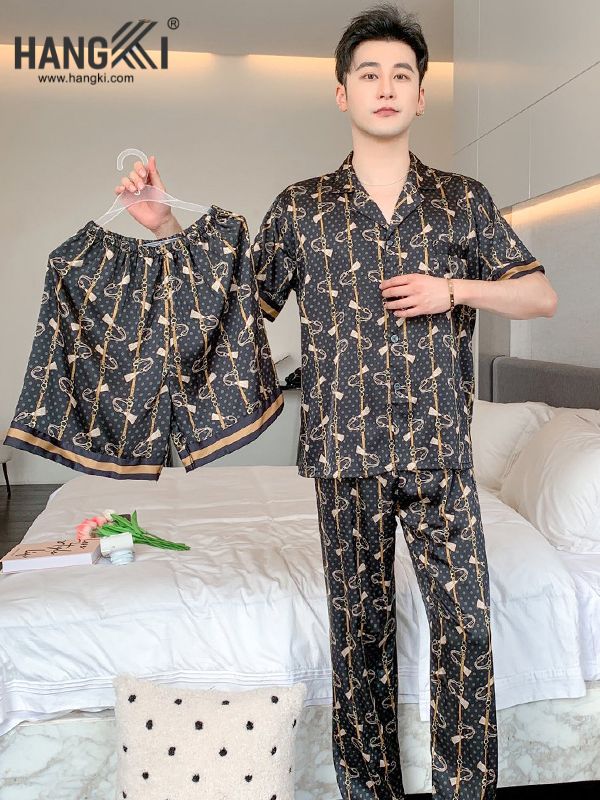 TC80 - Đồ Ngủ Pijama Nam Tay Cộc Quần Dài Lụa