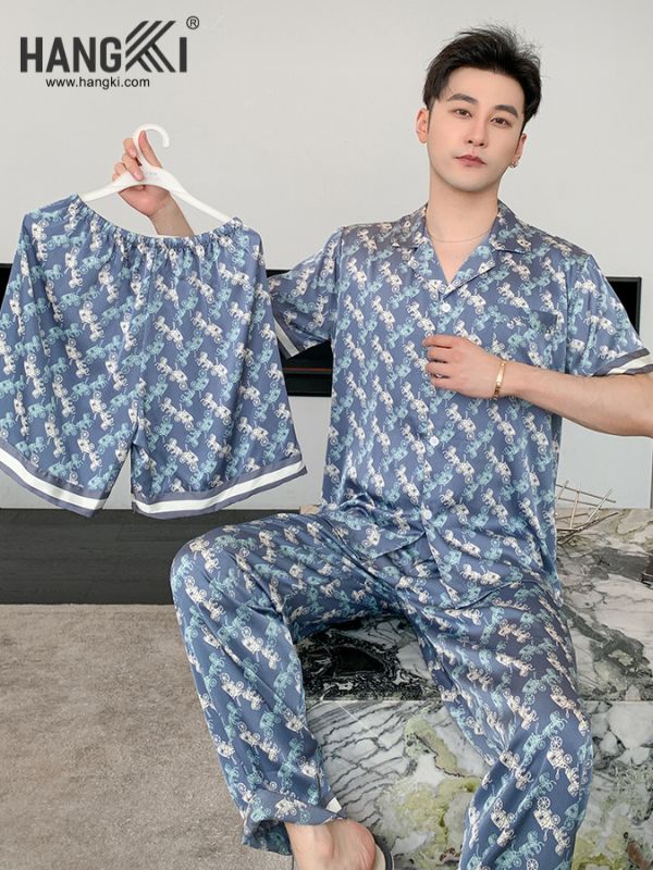 TC81 - Đồ Ngủ Pijama Nam Tay Cộc Quần Dài Lụa