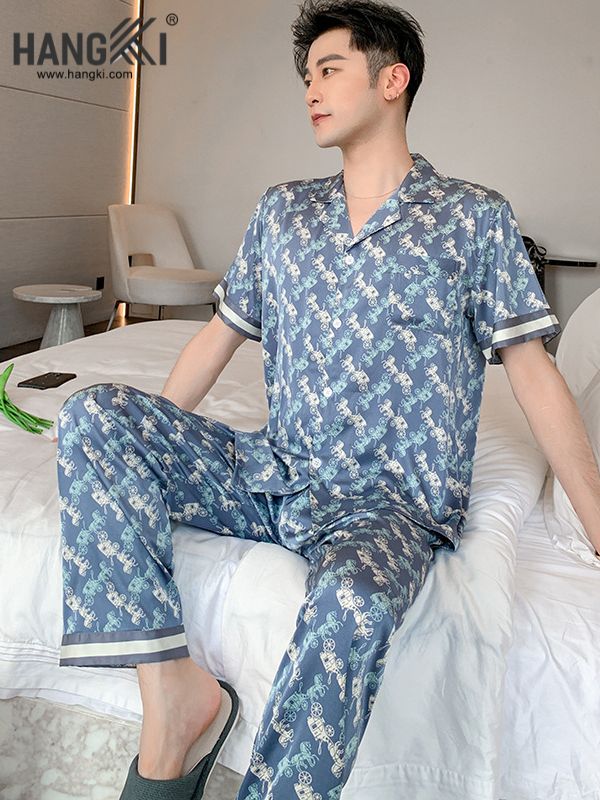 TC81 - Đồ Ngủ Pijama Nam Tay Cộc Quần Dài Lụa