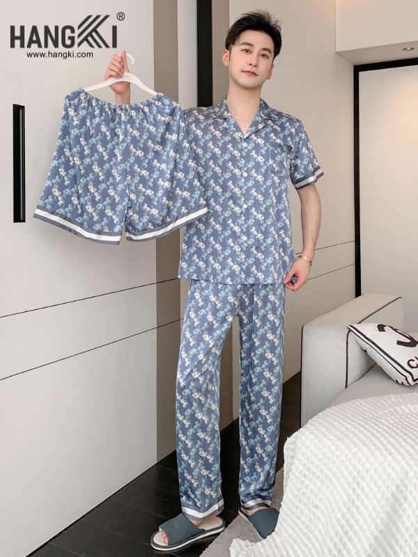 TC81 - Đồ Ngủ Pijama Nam Tay Cộc Quần Dài Lụa