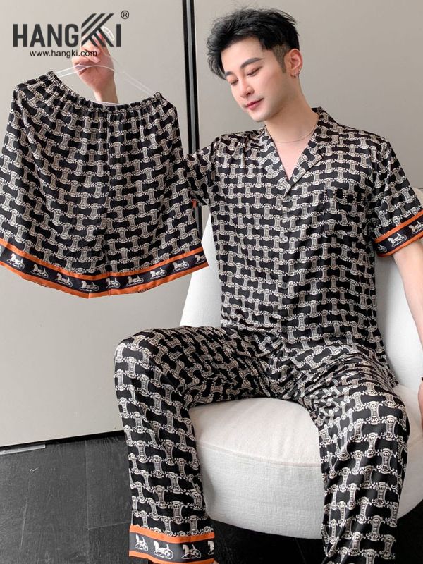 TC82 - Đồ Ngủ Pijama Nam Tay Cộc Quần Dài Lụa