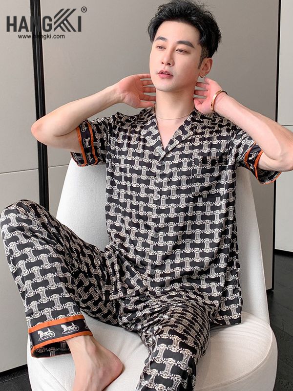 TC82 - Đồ Ngủ Pijama Nam Tay Cộc Quần Dài Lụa