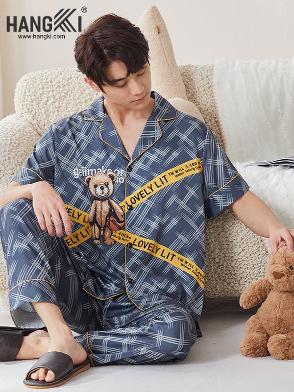 TC83 - Đồ Ngủ Pijama Nam Tay Cộc Quần Dài Lụa