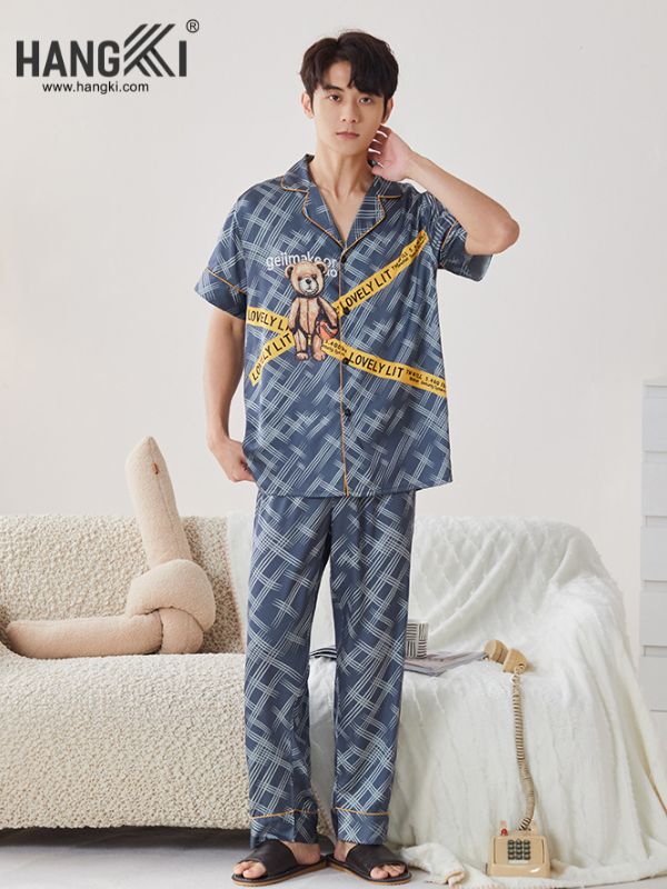 TC83 - Đồ Ngủ Pijama Nam Tay Cộc Quần Dài Lụa