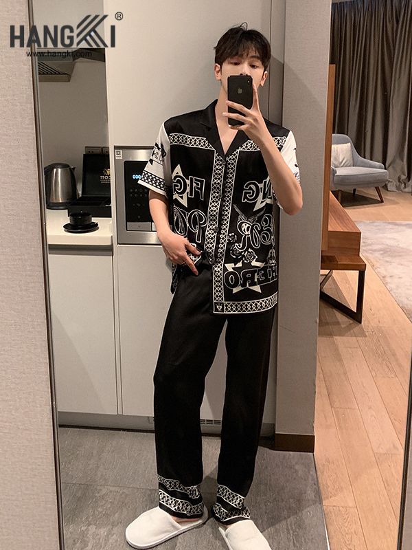 TC91 - Đồ Ngủ Pijama Nam Tay Cộc Quần Dài Lụa