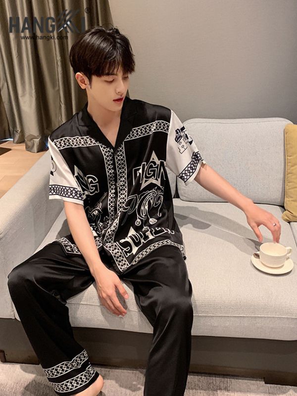 TC91 - Đồ Ngủ Pijama Nam Tay Cộc Quần Dài Lụa