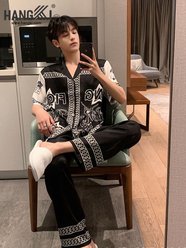 TC91 - Đồ Ngủ Pijama Nam Tay Cộc Quần Dài Lụa