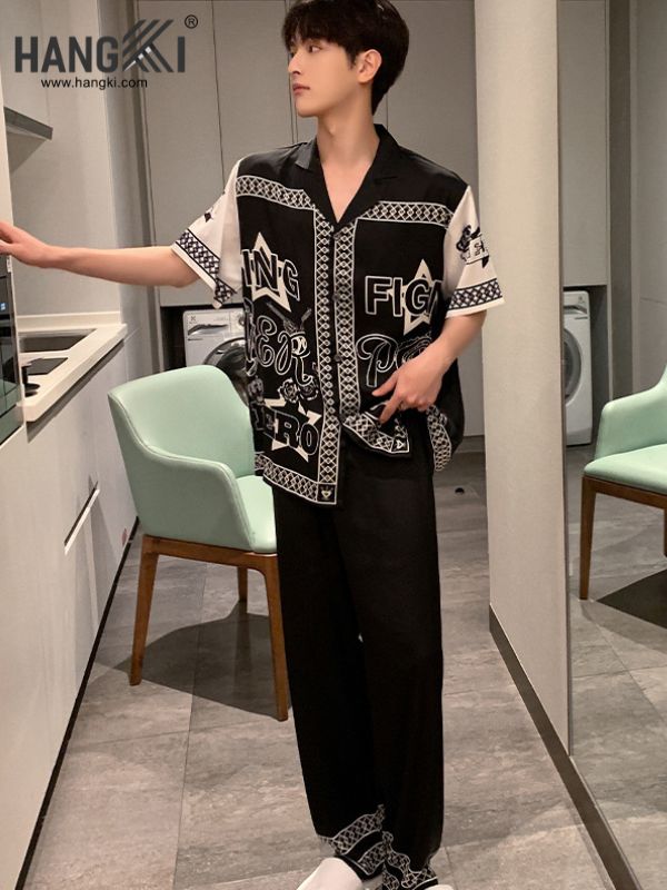 TC91 - Đồ Ngủ Pijama Nam Tay Cộc Quần Dài Lụa
