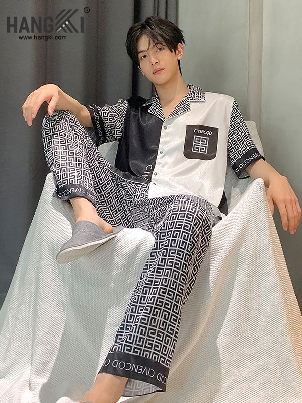 TC92 - Đồ Ngủ Pijama Nam Tay Cộc Quần Dài Lụa