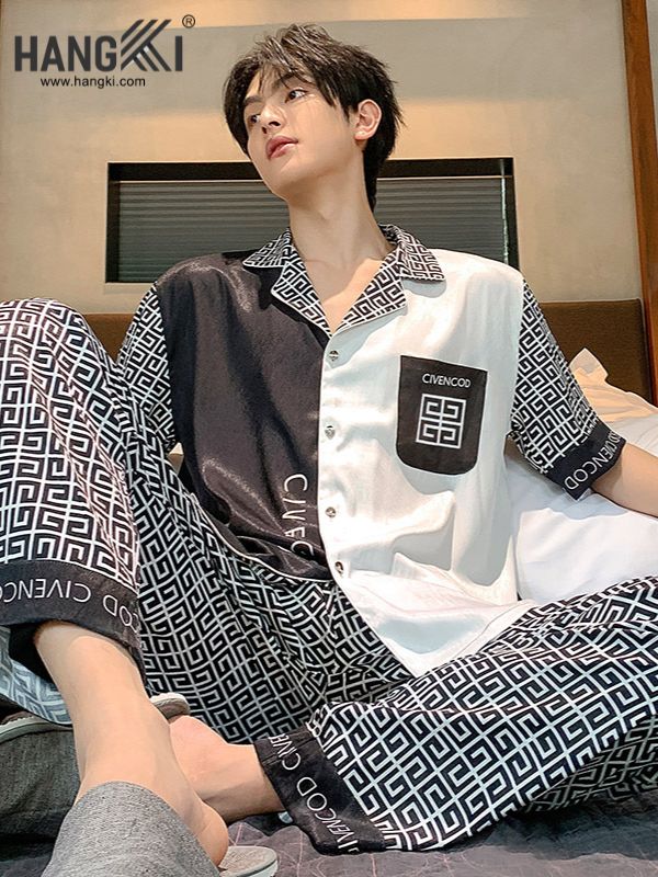 TC92 - Đồ Ngủ Pijama Nam Tay Cộc Quần Dài Lụa