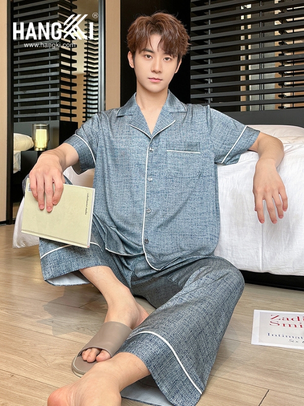 TC93 - Đồ Ngủ Pijama Nam Tay Cộc Quần Dài Lụa