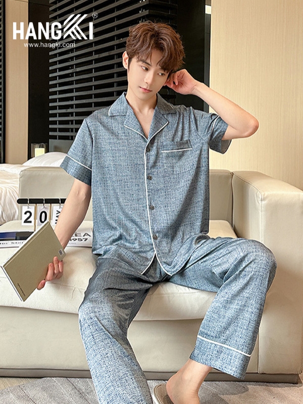 TC93 - Đồ Ngủ Pijama Nam Tay Cộc Quần Dài Lụa