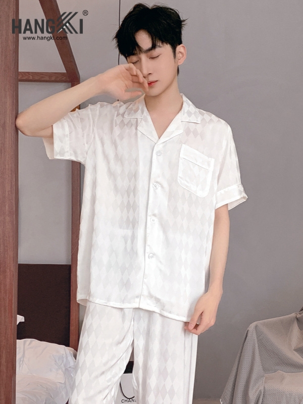 TC97 - Đồ Ngủ Pijama Nam Tay Cộc Quần Dài Lụa