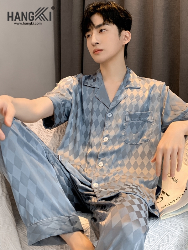 TC97 - Đồ Ngủ Pijama Nam Tay Cộc Quần Dài Lụa