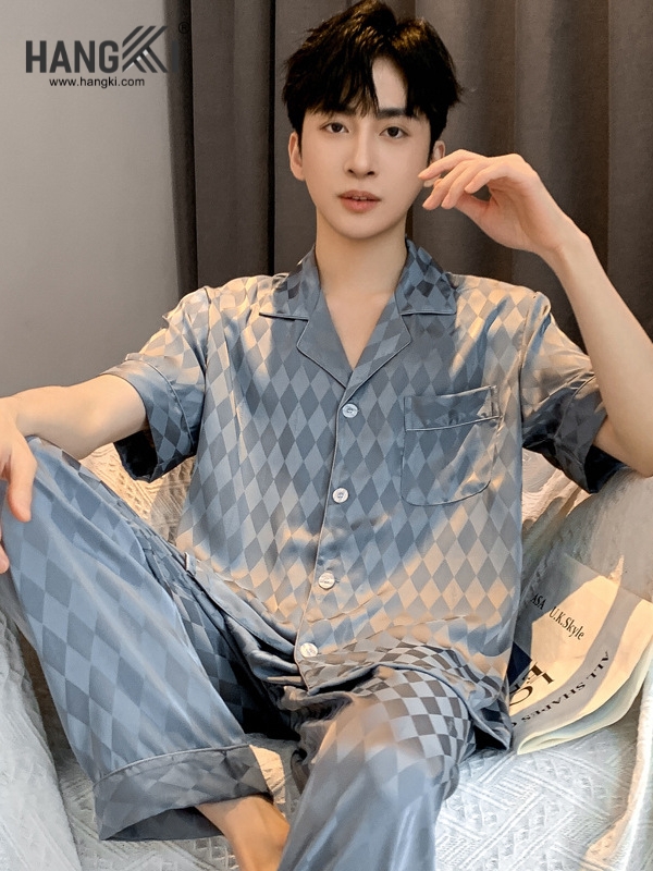TC97 - Đồ Ngủ Pijama Nam Tay Cộc Quần Dài Lụa