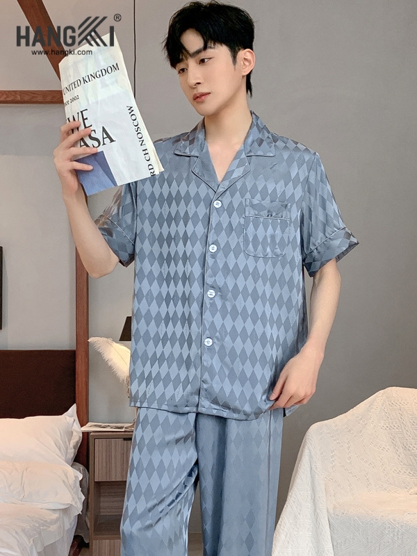 TC97 - Đồ Ngủ Pijama Nam Tay Cộc Quần Dài Lụa